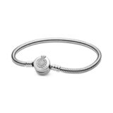 Pulsera Plata diseño estilo Pandora Moments Corona Brillante -17 cm-