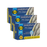 Sardinas en aceite de girasol Ayala (3 x 120 g / 4.23 oz)